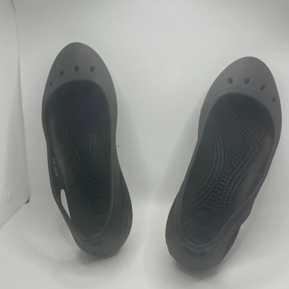 Crocs‎ Black Flats Size W9 Lightweight Slip-On Rubber Shoes
